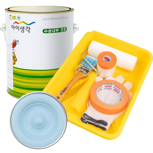 삼화페인트 아이생각 친환경 수성내부 프로 4L 도구세트, 레이크블루, 4000ml, 1개