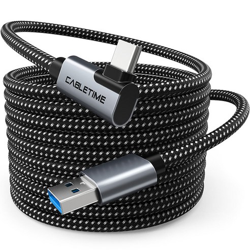 케이블타임 5Gbps VR 헤드셋 링크 90도 C타입 USB3.0 케이블 CA43, 혼합색상, 1개, 3m