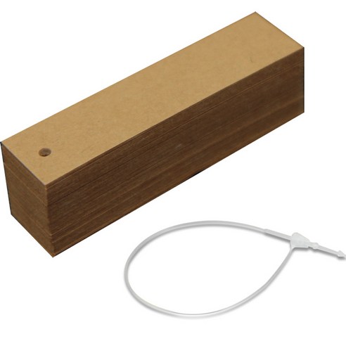 아이엔피 사각무지 라벨택 직 2 x 8cm 400p + 행택고리 1000p 세트, 크라프트(라벨택), 1세트