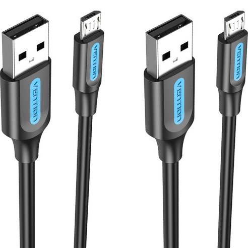 벤션 마이크로 5핀 USB 고속충전케이블, 0.25m, 블랙, 2개