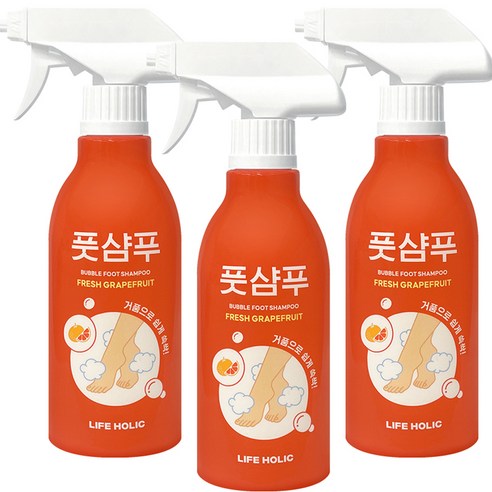 발을씻자 라이프홀릭 버블 풋샴푸 프레시자몽 400ml, 1개입, 1개  Best 5