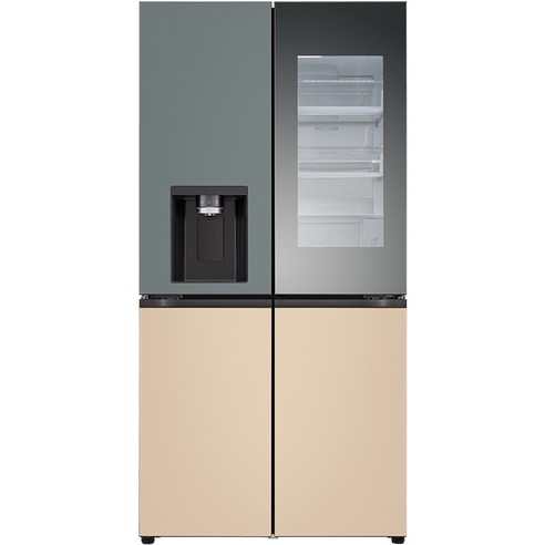 [색상선택형] LG전자 디오스 오브제 얼음정수기 페닉스 4도어 노크온 냉장고 방문설치, 보타닉 + 샌드, W824FBS472S