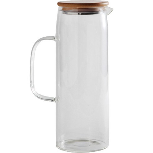 모다키친 나무뚜껑 내열유리 물병, 투명, 1200ml