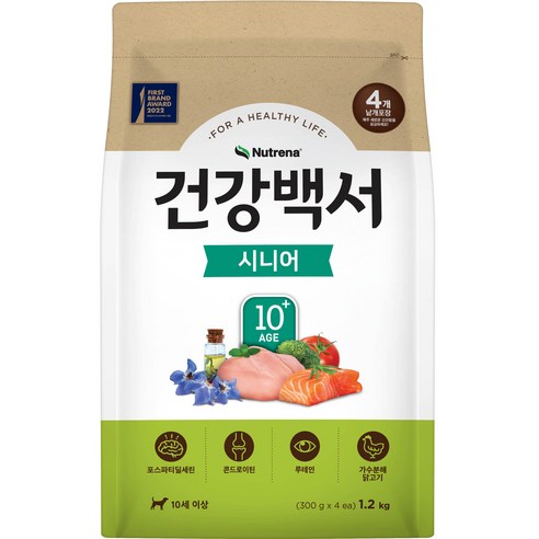 건강백서 시니어 강아지 건식사료, 닭, 1.2kg, 1개