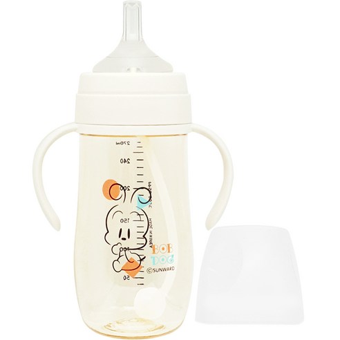 밥독 PPSU 베베쪽쪽 빨대컵 270ml, 크림화이트, 1개