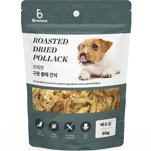 브레멘 강아지 구운 황태 뼈&살 간식, 50g, 4개