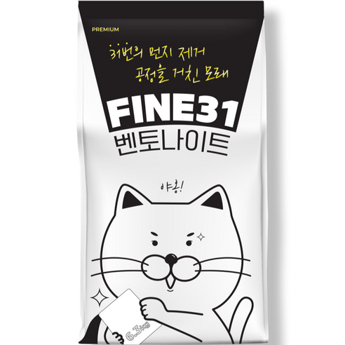 고양이 응고형 벤토나이트 FINE31, 6.3kg, 1개, 무향 고양이모래