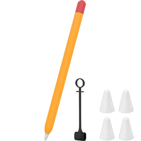 제이로드 애플펜슬 1세대 듀오 케이스 + 실리콘 펜팁캡 4p + 케이블 홀더 세트, 오렌지 + 레드, 1세트
