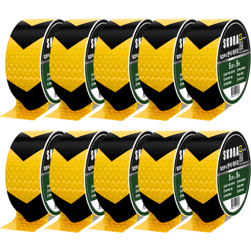 스코라 고휘도 빛 반사 안전 안내 표시 테이프, 10개, 옐로우블랙