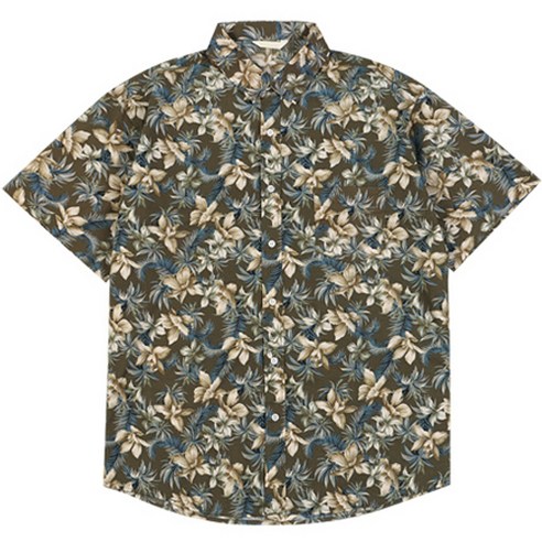파이브엑스라지 남성용 오버핏 하와이안 왕꽃 반팔 셔츠