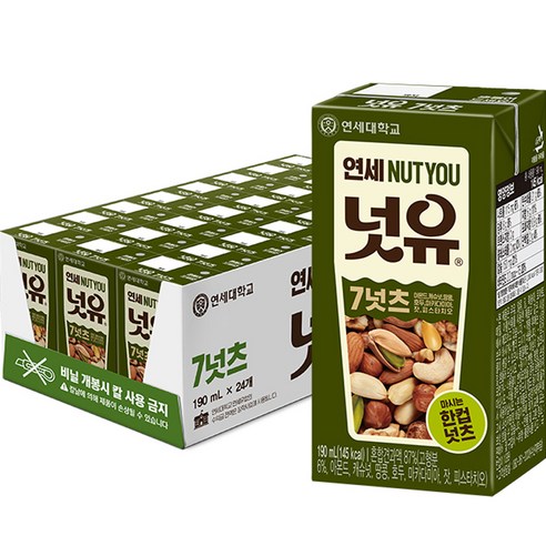 연세 넛유 7넛츠 두유, 190ml, 24개