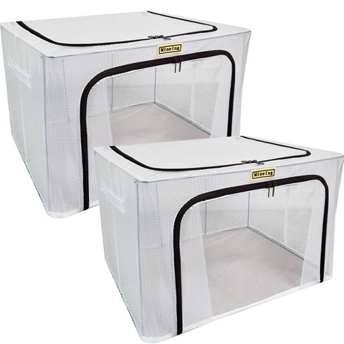 대용량 PVC 투명 모닝 리빙박스 66L, 브라운, 2개