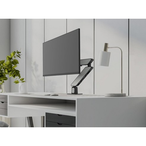 책상 공간을 최적화하고 인체공학적 편안함을 제공하는 카멜마운트 고든 디자인 싱글 모니터 거치대 GDA3B