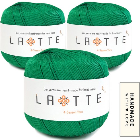 니뜨 라떼 뜨개실 65g x 3p + 코튼라벨 바코드 세트, 24 그린, 1개