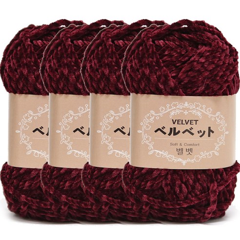 니뜨 벨벳 뜨개실 100g, 714 와인, 4개