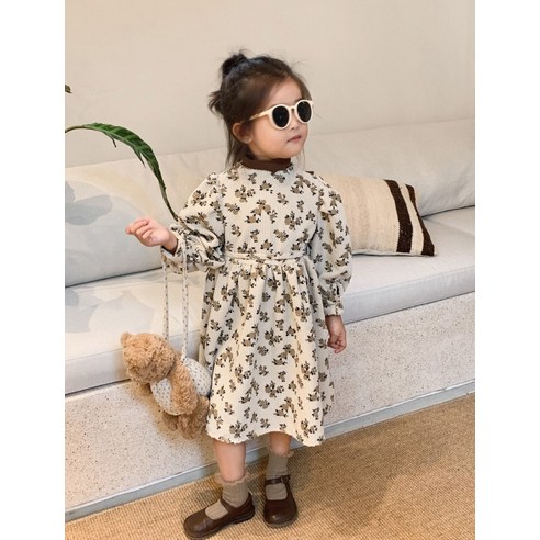 女童 嬰幼兒 小孩 背對背造型 連體 秋季 紗裙 玫瑰色 絲帶 米色