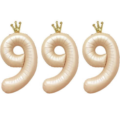 조이파티 숫자 은박풍선 왕관 9 90cm, 라떼, 3개