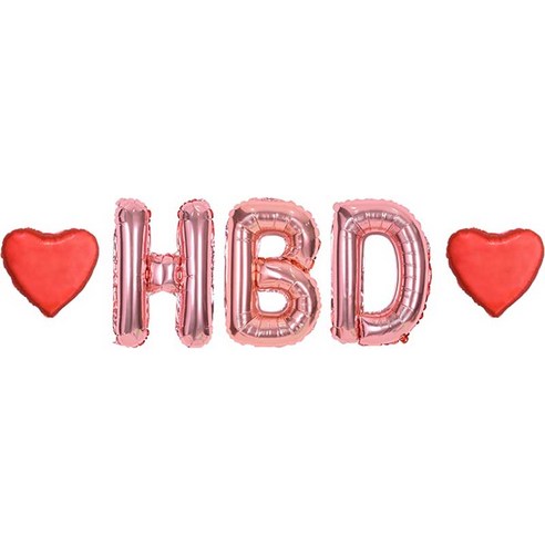 조이파티 알파벳 HBD 은박풍선 소 3종 + 미니하트 은박풍선 2p 세트, 로즈골드(알파벳 은박풍선), 레드(미니하트 은박풍선), 1세트