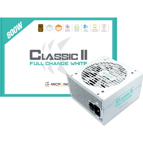 마이크로닉스 Classic 2 풀체인지 파워서플라이 800W 80PLUS 230V EU BRONZE 화이트, HP1-N800ST-E12S PC부품 마이크로닉스 Classic 2 풀체인지 파워서플라이 800W 80PLUS 230V EU BRONZE 화이트, HP1-N800ST-E12S PC부품
