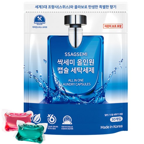 싹세미 올인원 캡슐 세탁세제, 30개입, 4개