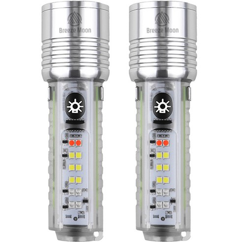 브리즈문 LED 손전등 후레쉬 고휘도 써치라이트, 혼합색상, 2개