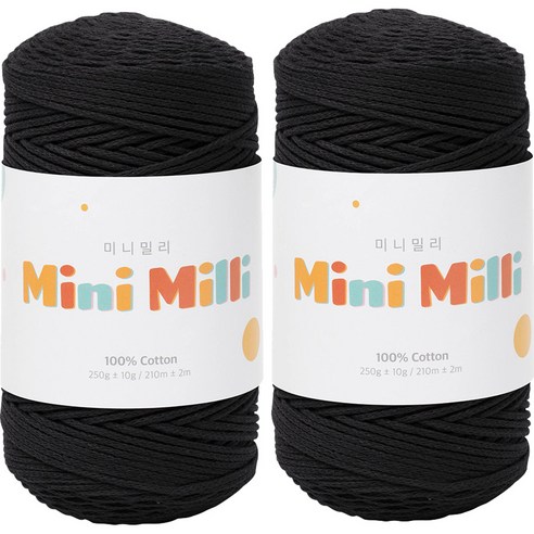 yarna 미니밀리 뜨개실 250g, 727 블랙, 2개