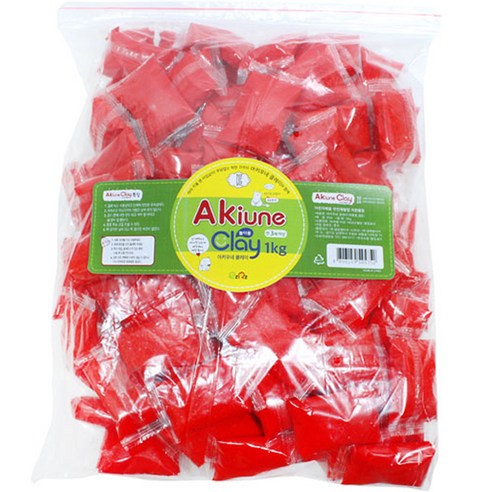 EzRz 유아용 창의력 미술교육 찰흙놀이 아키우네클레이 100p, 빨강, 1kg