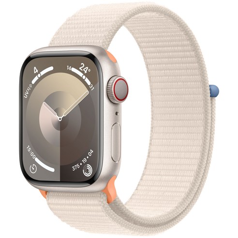 Apple 애플워치 9 GPS+Cellular, 41mm, 알루미늄, 스타라이트 / 스타라이트 스포츠 루프, Loop