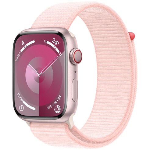Apple 애플워치 9 GPS+Cellular, 45mm, 알루미늄, 핑크 / 라이트 핑크 스포츠 루프, Loop