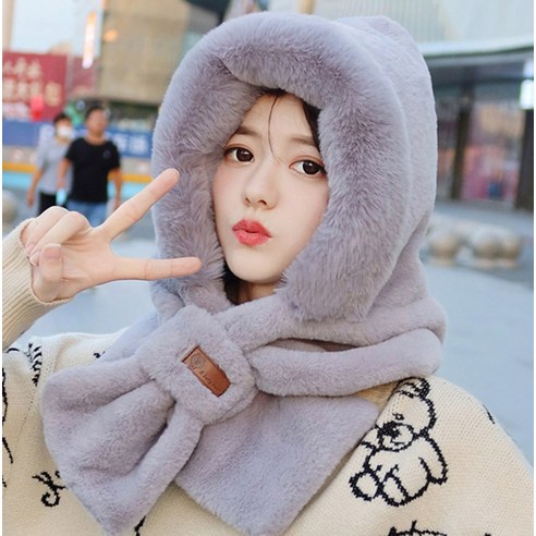 수스다 퍼리 밍크 후드워머 - 겨울철 여성을 위한 완벽한 보온 아이템