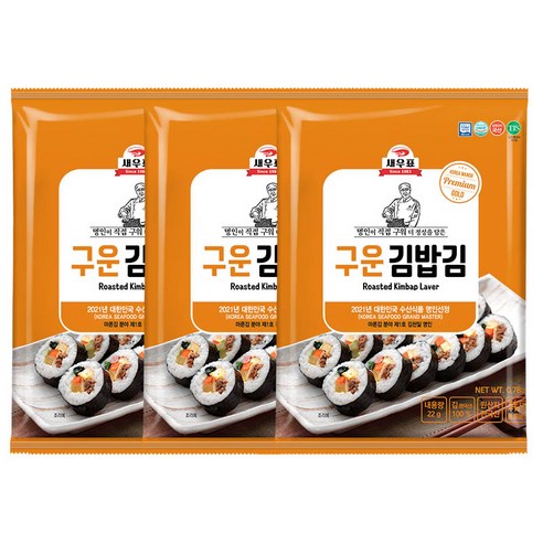새우표 완도 구운 김밥김, 22g, 3개