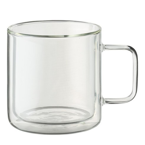 몬즈 더블 월 컬러 이중 내열 유리 머그컵 380ml, 클리어, 1개