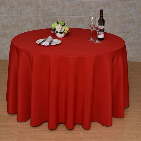 마켓감성 단색 홈파티 라운드 테이블보, 레드, 140cm