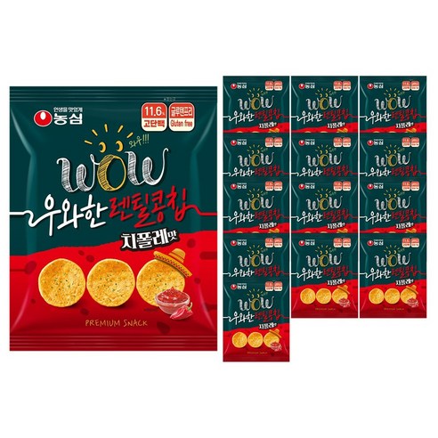 농심 우와한 렌틸콩칩 치폴레맛, 14개, 55g