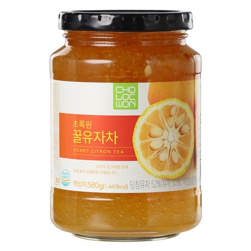 초록원 꿀유자차, 580g, 4개