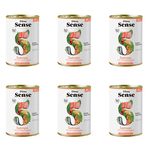 디바크 센스 애완큰개 그레인프리 어덜트 캔 살몬 앤 청어, 연어, 380g, 6개