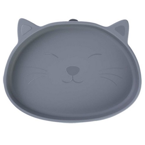 마미스테이블 유아용 뚱냥이 실리콘 흡착식판, 다크그레이, 단품, 1개