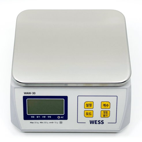 웨스 디지털 고밀도 전자저울, 30kg, 혼합색상, WAW-30