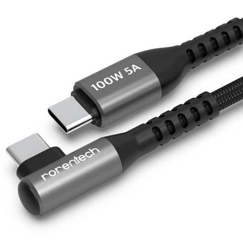 로랜텍 L자형 100W C to C PD 초고속충전 케이블로 전력 사용에 혁명을 일으키세요