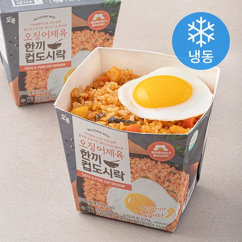 오쿡 오징어제육 한끼 컵도시락 (냉동), 300g, 2팩