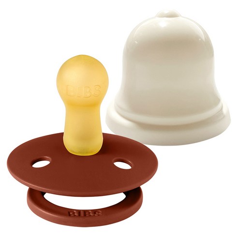 BIBS 컬러 고무 쪽쪽이 2단계 + 실리벨 케이스 세트, 2단계(6~18개월), 러스트, 1세트