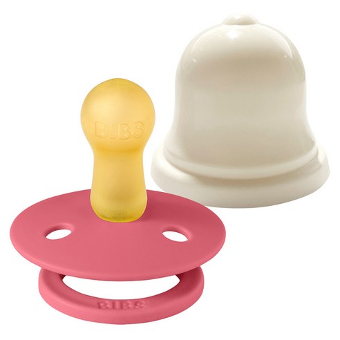 BIBS 컬러 고무 쪽쪽이 2단계 + 실리벨 케이스 세트, 2단계(6~18개월), 코랄, 1세트