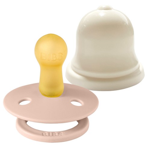BIBS 컬러 고무 쪽쪽이 2단계 + 실리벨 케이스 세트, 2단계(6~18개월), 블러쉬, 1세트