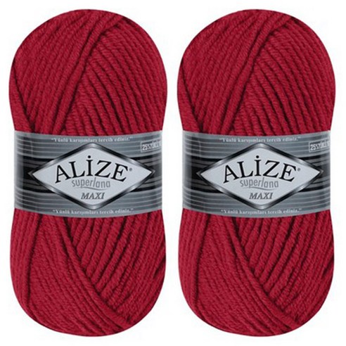 alize yarna 슈퍼라나 맥시 뜨개실, 390 버건디, 2개