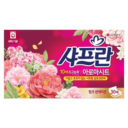 샤프란 아로마시트 시트형 섬유유연제 핑크 센세이션, 1개, 30매