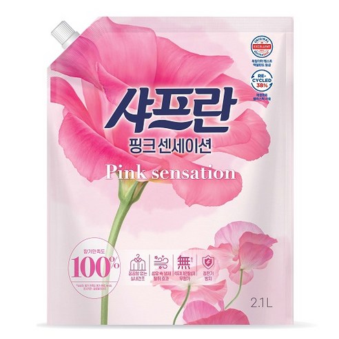 샤프란 핑크 센세이션 섬유유연제 리필, 1개, 2.1L