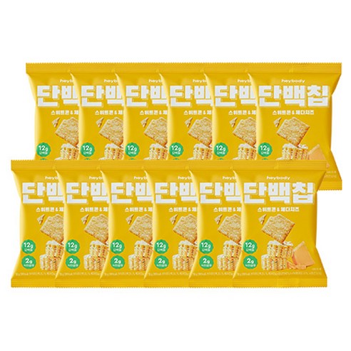 헤이바디 단백칩 스위트콘 앤 체다치즈, 50g, 12개
