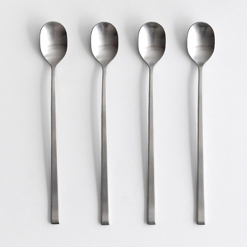 니코트 히어 롱 스푼 4p + 케이스 세트, Silver(롱 스푼), 1세트