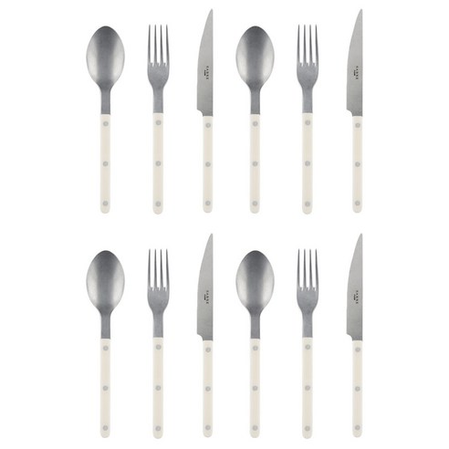 사브르 빈티지 디너스푼 + 디너포크 + 디너나이프 세트, 아이보리, 3종, 4세트