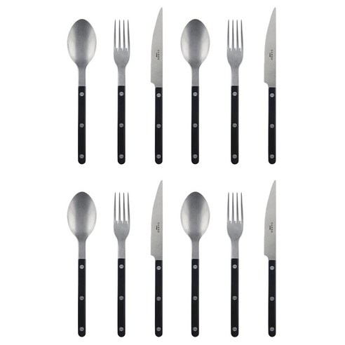 사브르 빈티지 디너스푼 + 디너포크 + 디너나이프 세트, 블랙, 3종, 4세트